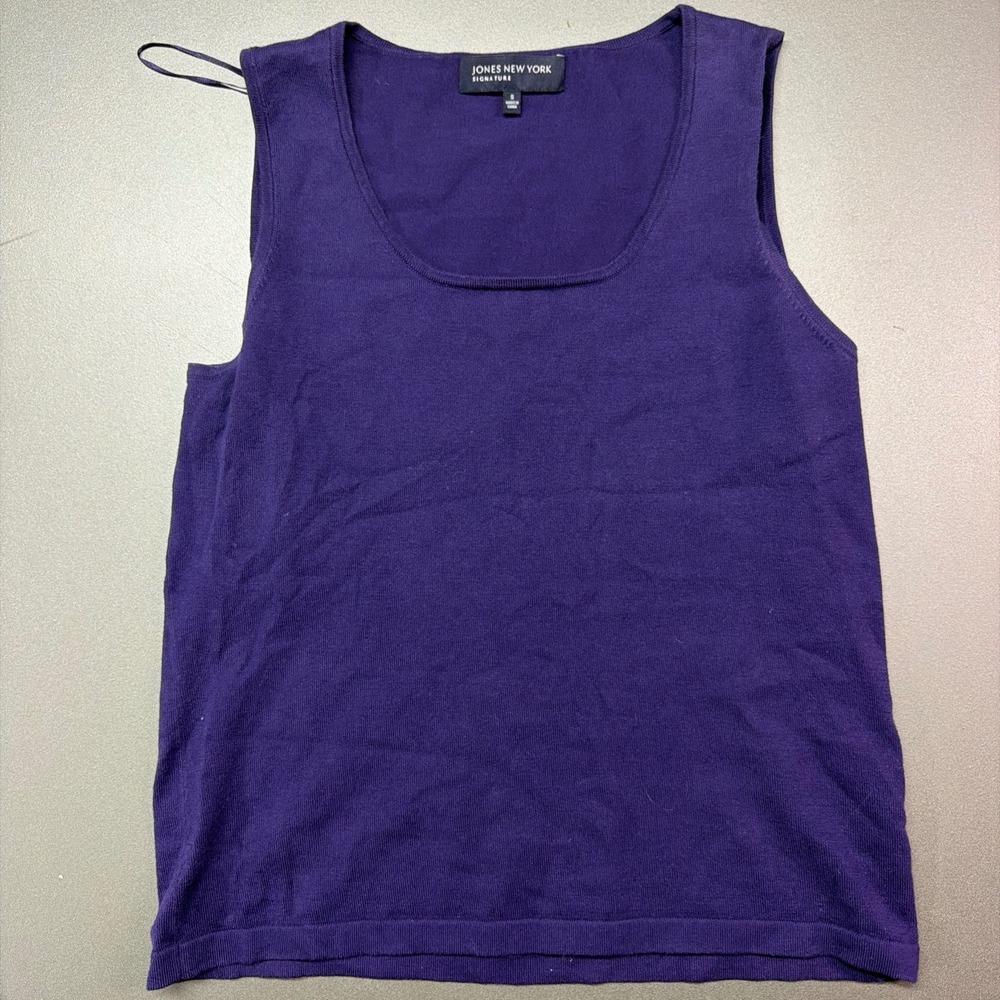 Jones New York Signature Women's Purple Sleeveless Knit Tank Top Size S Casual